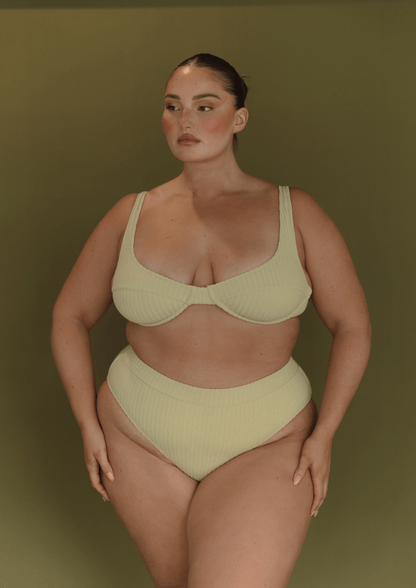 Ribbed Towelling Balconette Bra | Aloe