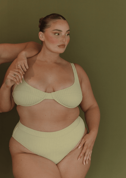 Ribbed Towelling Balconette Bra | Aloe