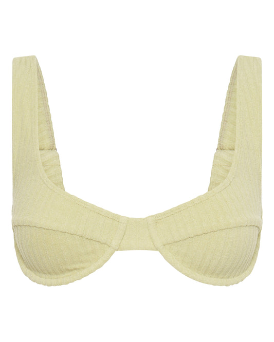 Ribbed Towelling Balconette Bra | Aloe