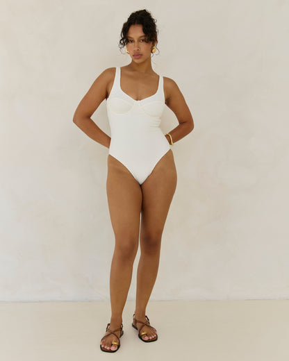 Ribbed Towelling One Piece | Crème