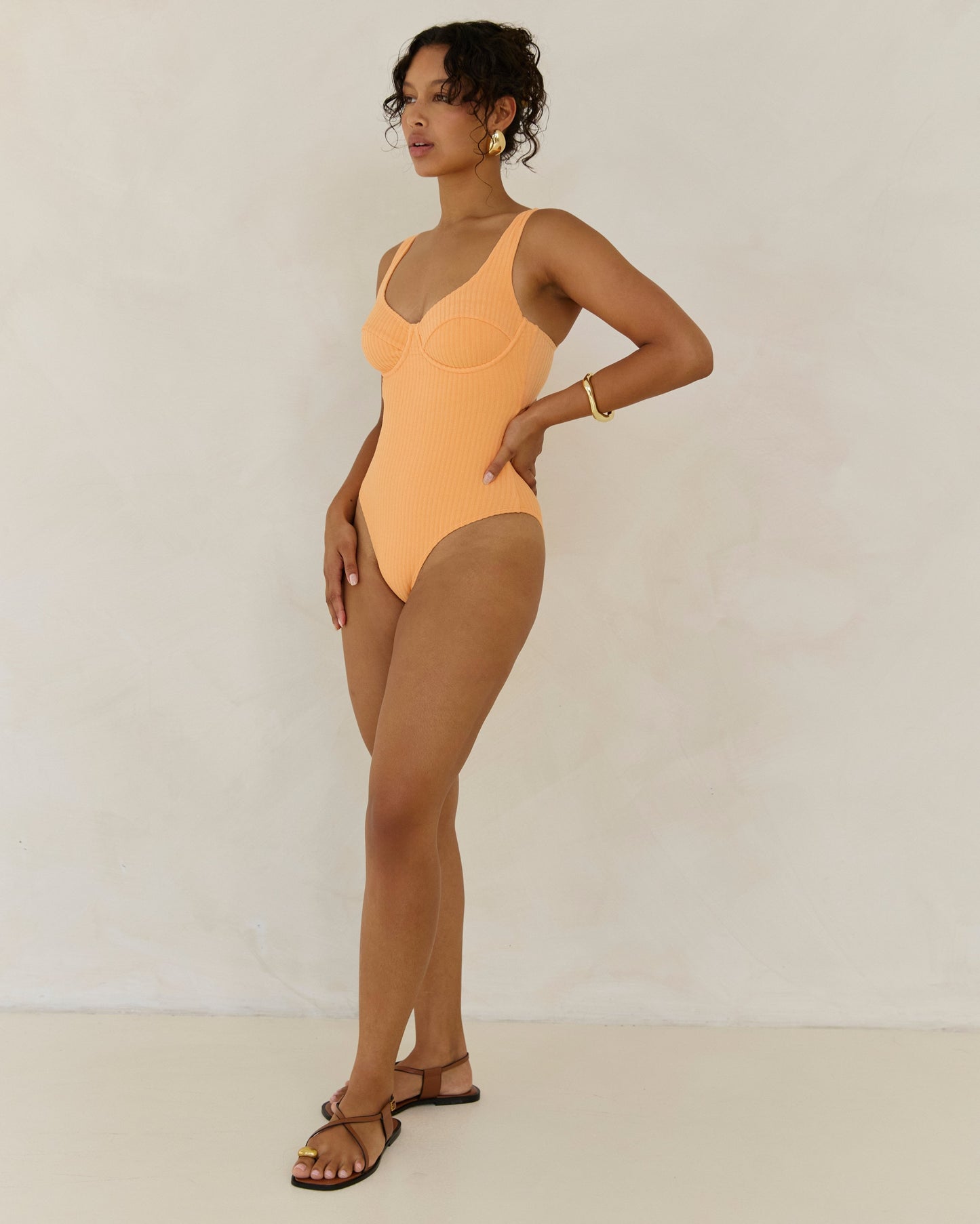 Ribbed Towelling One Piece | Papaya