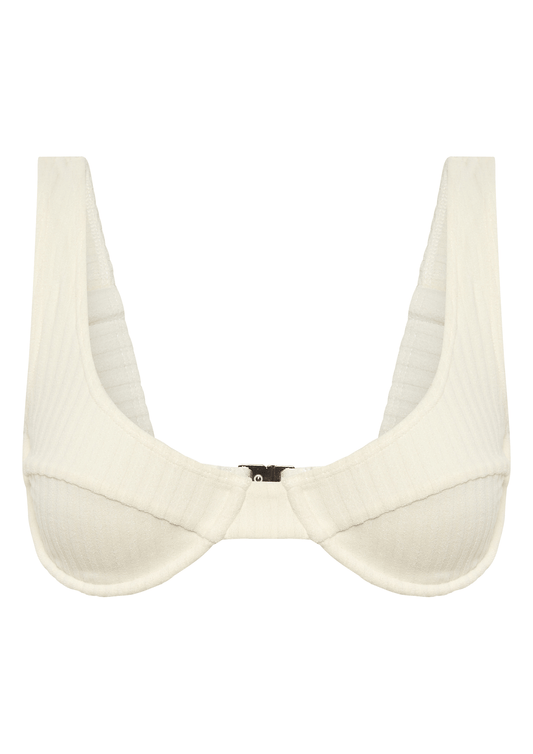 Ribbed Towelling Balconette Bra | Crème