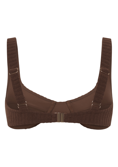 Ribbed Towelling Balconette Bra | Cocoa