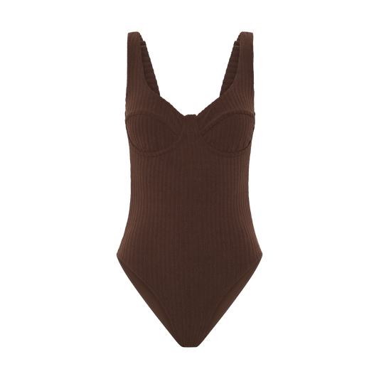 Ribbed Towelling One Piece | Cocoa