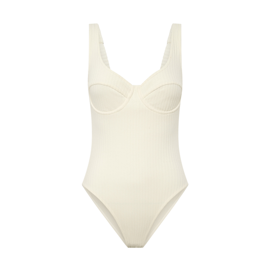 Ribbed Towelling One Piece | Crème