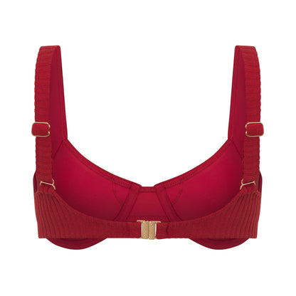 Ribbed Towelling Balconette Bra | Merlot